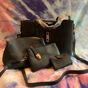 4 pc black purse set. Crossbody/shoulder tote